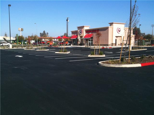 Panda Express storefront striping