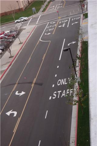 Turn lane and staff-only road striping