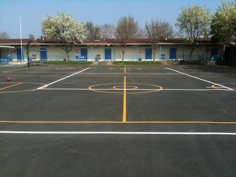 Four-square game court at school