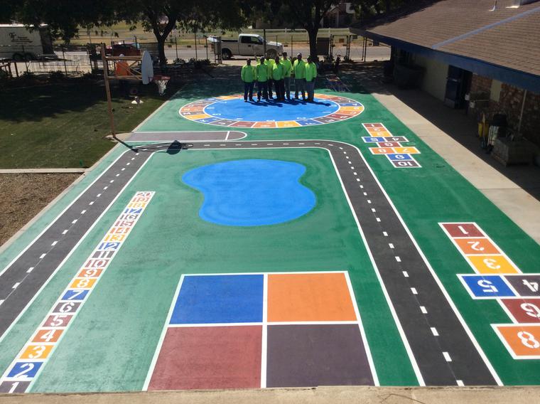 Dry Creek playground numbered game grid striping