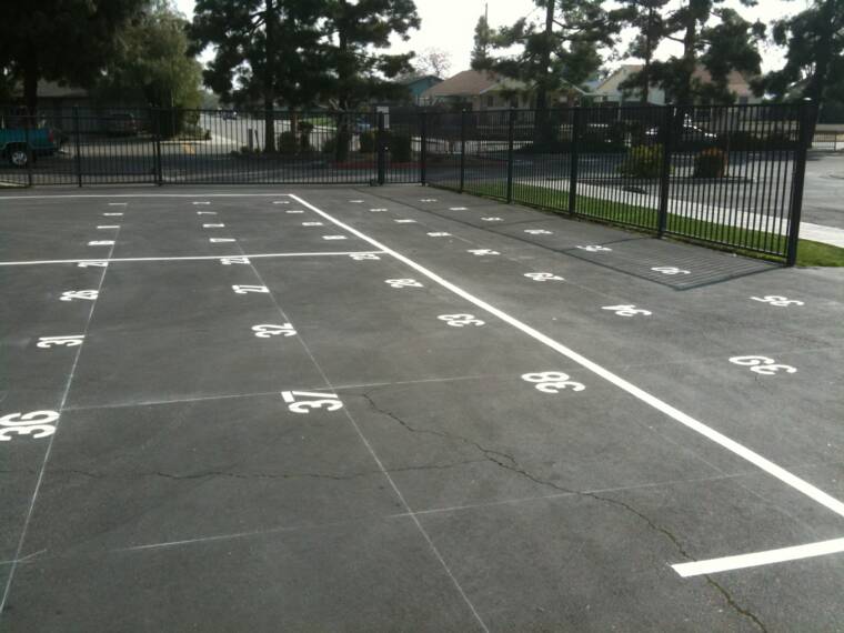 Basketball court striping close-up